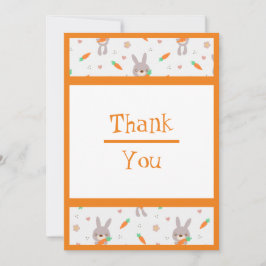 Cartão De Agradecimento Rapariga Laranja do Coelho Bonito