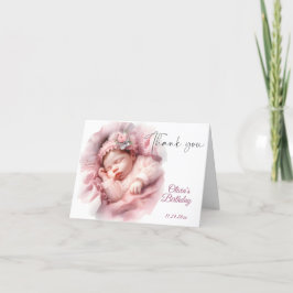 Cartão De Agradecimento Rapariga Rosa Rainbow Star Aniversário