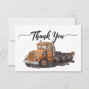 Cartão De Agradecimento Rapazes Festa de aniversário Orange Semi Truck