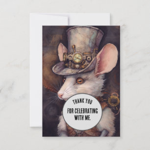 Cartão De Agradecimento Rato Steampunk Obrigado Animal Steampunk personali