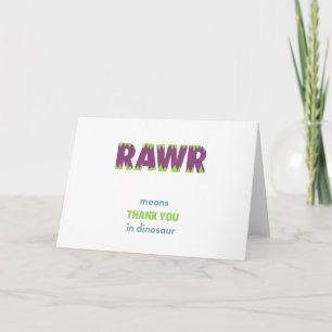 Cartão De Agradecimento RAWR significa obrigado no Dinossauro