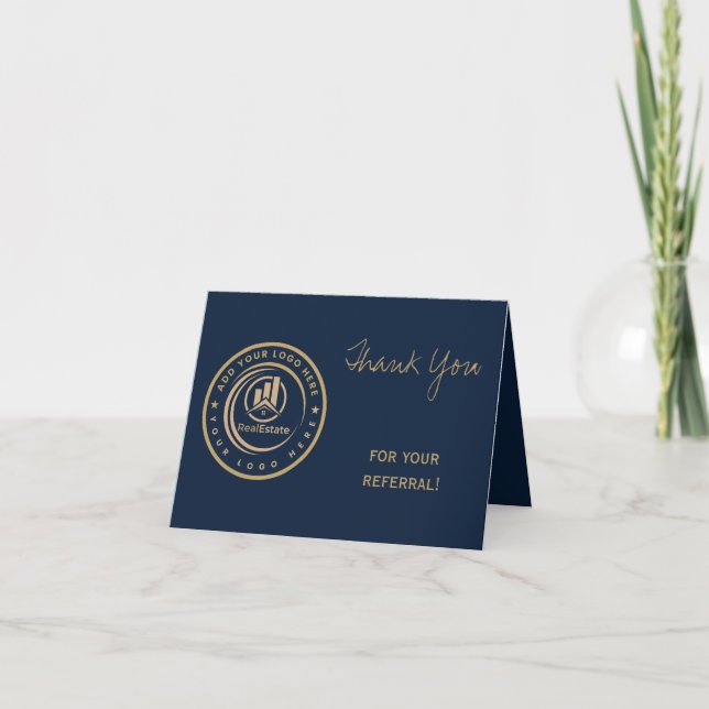 Cartão De Agradecimento Real Estate Agent | Custom Logo Property Branding (Frente)