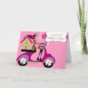 Cartão De Agradecimento Real Estate House Patinete Girl Dot Obrigado Daisy