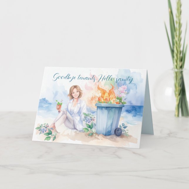 Cartão De Agradecimento Realtor Felicita os inquilinos. Olá, sanidade. (Frente)