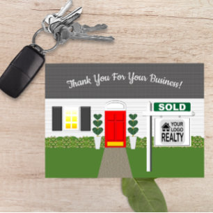 Cartão De Agradecimento Realtor Red Door Sold Sign Obrigado Notecard