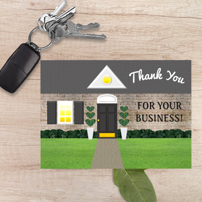Cartão De Agradecimento Realtor Whitewashed Brick House Thank You Card (Criador carregado)