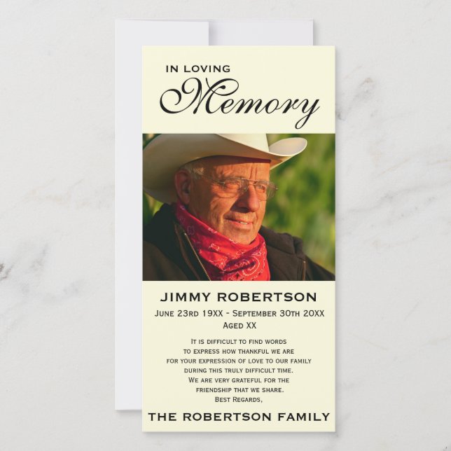 Cartão De Agradecimento Reconhecimento memorável preto & de creme da (Frente)