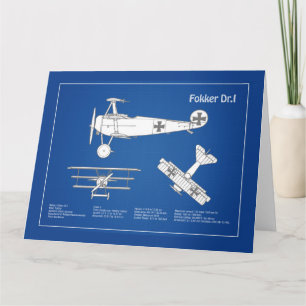 Cartão De Agradecimento Red Baron Fokker Dr. 1 - Avião Blueprint ABD