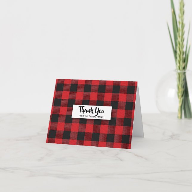 Cartão De Agradecimento Red Black Buffalo Plaid Christmas Holiday (Frente)