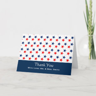 Cartão De Agradecimento Red Blue Star Personalizada Obrigado