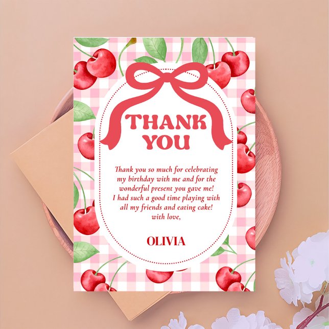 Cartão De Agradecimento Red Coquette Arco Cherry (Criador carregado)