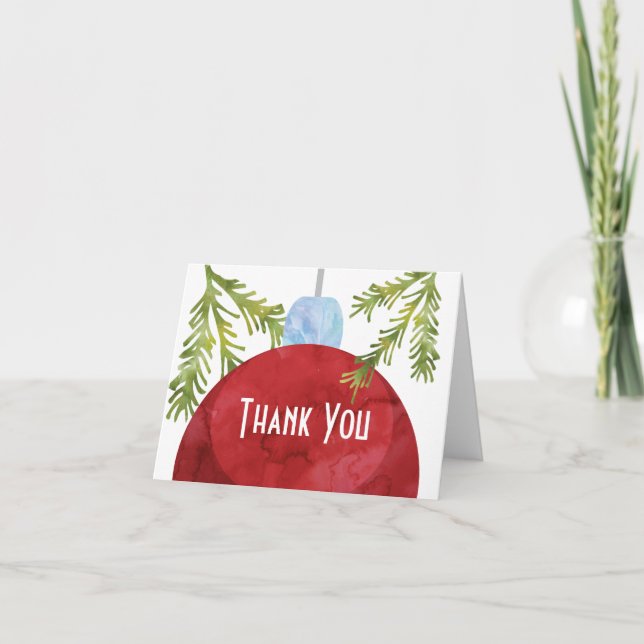 Cartão De Agradecimento Red Enfeites de natal Wedding Obrigado (Frente)