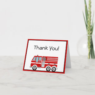 Cartão De Agradecimento Red Fire Engine and Hat Thank You Note