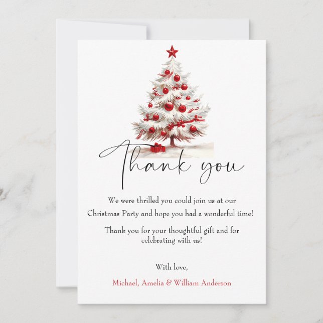 Cartão De Agradecimento Red Floral Christmas Wreath – Elegant Holiday (Frente)