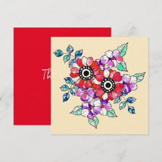 Cartão De Agradecimento Red floral decoration