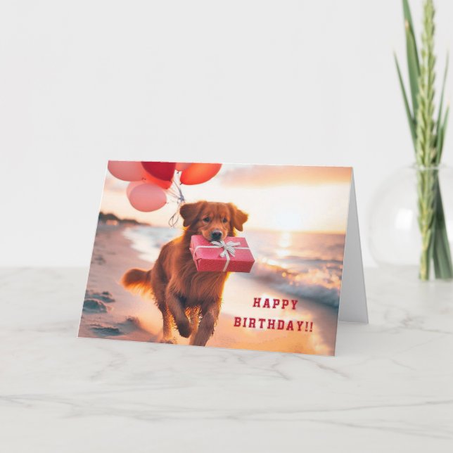 Cartão De Agradecimento Red Golden Retriever Birthday Wishes Card (Frente)