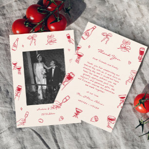 Cartão De Agradecimento Red Hand Drawn Thats Amore Wedding