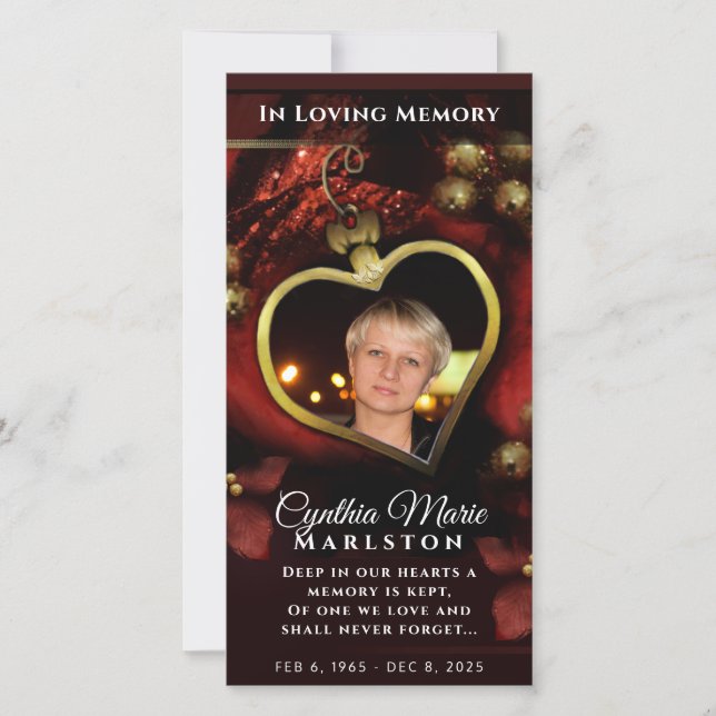 Cartão De Agradecimento Red Holiday Heart 4x8 Photo Sympathy Obrigado (Frente)