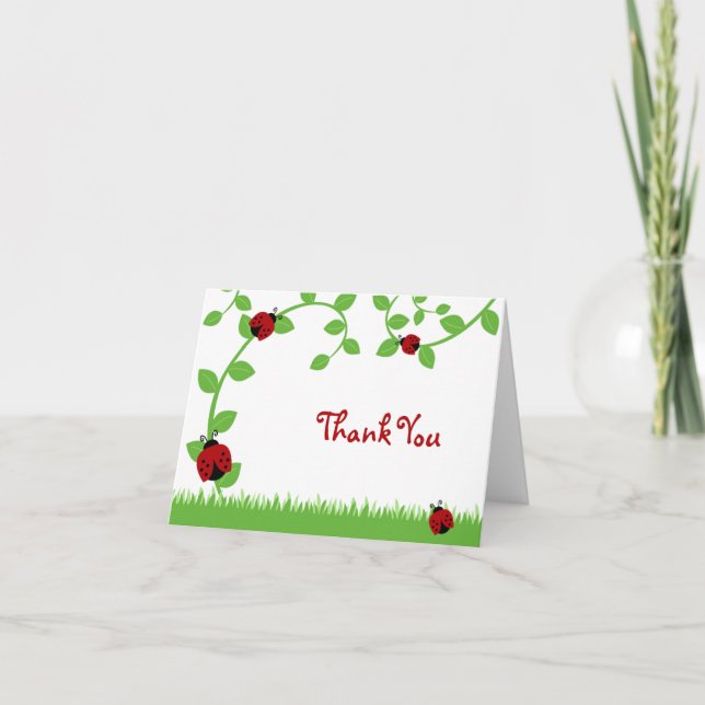 Cartão De Agradecimento Red Ladybug Vines Thank You Note (Frente)
