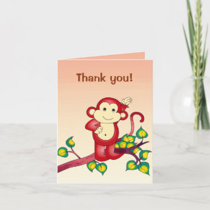 Cartão De Agradecimento Red Monkey Animal Obrigado