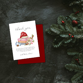 Cartão De Agradecimento Red New Chapter Begins Winter Floral Baby Shower 