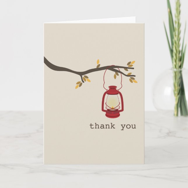 Cartão De Agradecimento Red Oil Lantern Fall Thank You Card (Frente)
