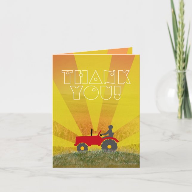 Cartão De Agradecimento Red or Green Tractor Thank You Note Card (Frente)