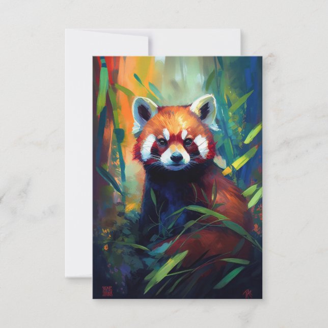 Cartão De Agradecimento Red Panda Animal Retrato Pintura Floresta Selvagem (Frente)