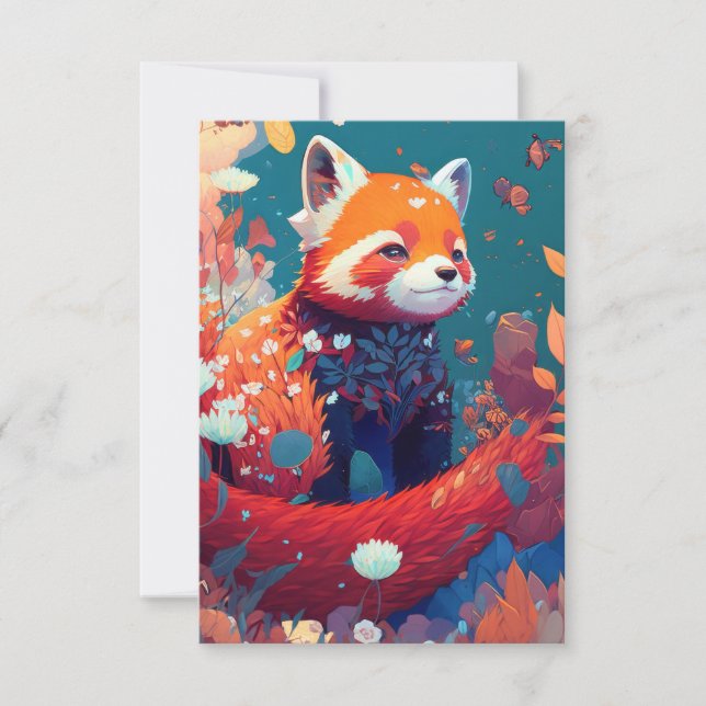 Cartão De Agradecimento Red Panda Animal Retrato Pintura Floresta Selvagem (Frente)