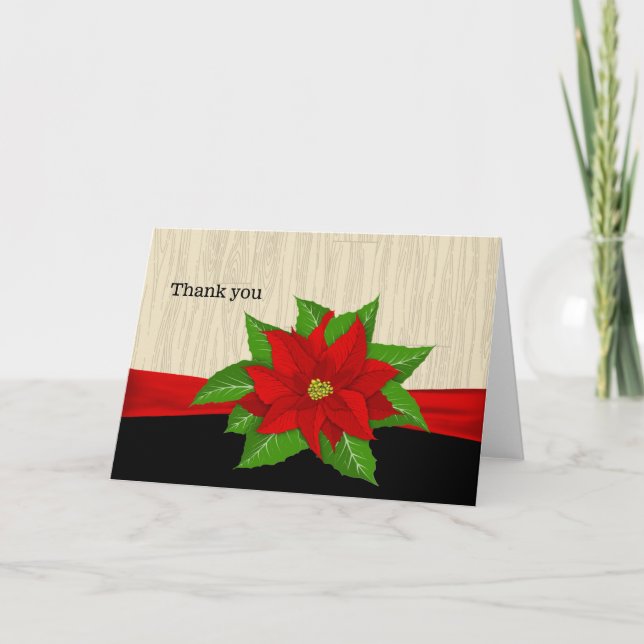 Cartão De Agradecimento Red Poinsettia Obrigado (Frente)
