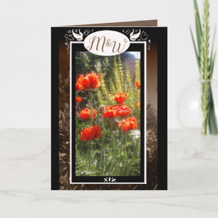 Cartão De Agradecimento Red Poppy Feils Monograma Flor Obrigado