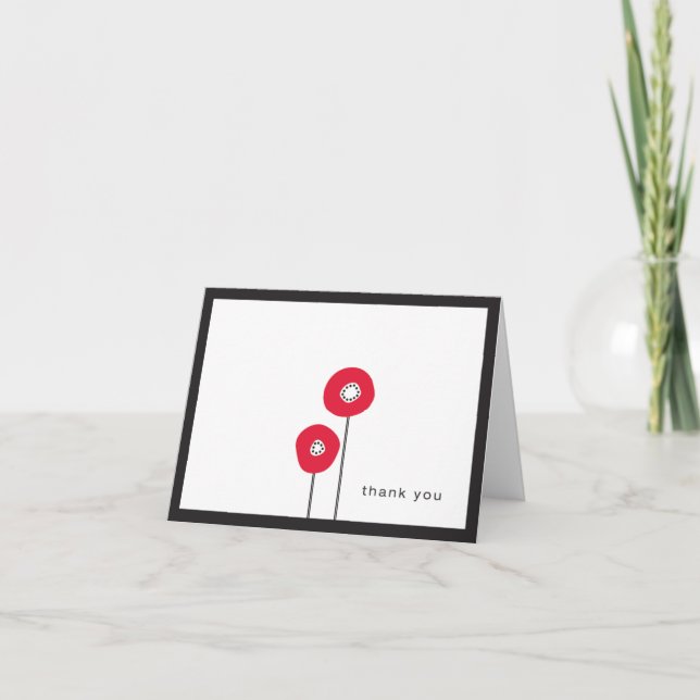 Cartão De Agradecimento Red Poppy thank you note (Frente)