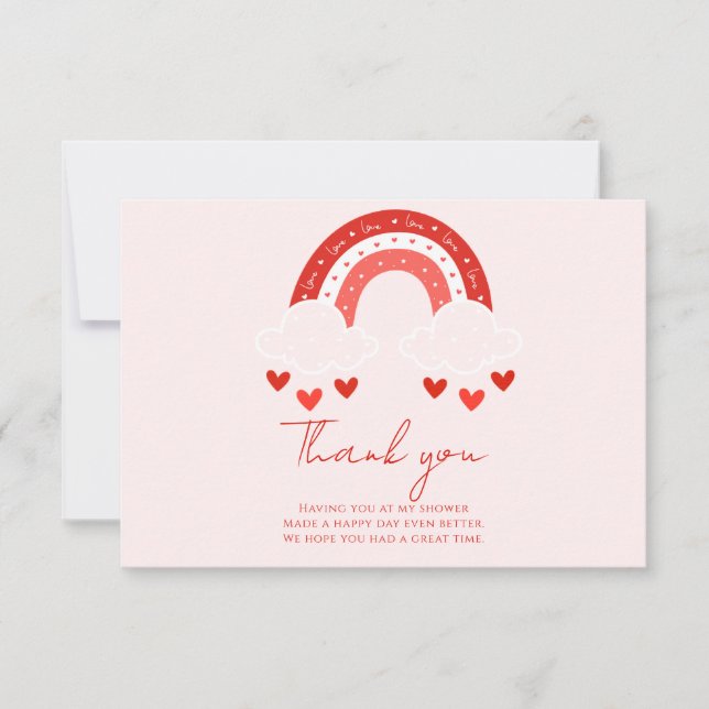 Cartão De Agradecimento Red Rainbow baby shower thank you (Frente)
