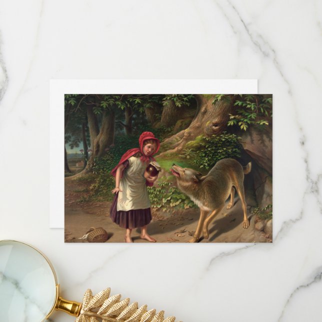 Cartão De Agradecimento Red Ridinghood and wolf by William Beard (Frente/Verso In Situ)