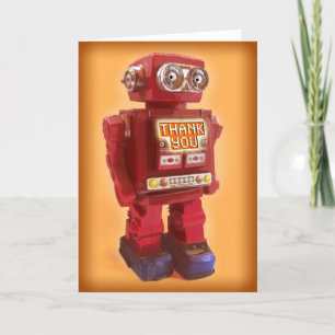 Cartão De Agradecimento Red Robot Obrigado