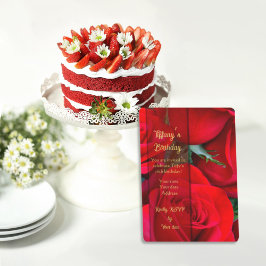 Cartão De Agradecimento Red Rose Birthday Card