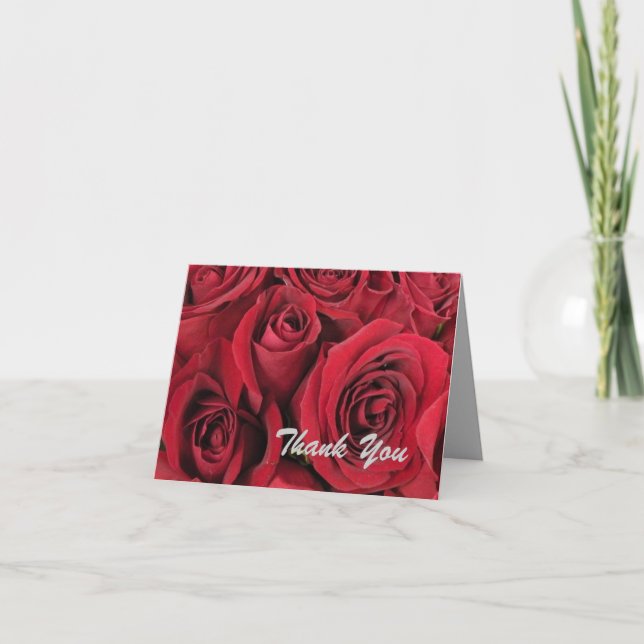 Cartão De Agradecimento Red Roses Thank You Card (Frente)