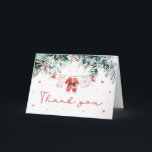 Cartão De Agradecimento Red Snow Winter Christmas Baby CloChá de fraldas<br><div class="desc">O Cartões de agradecimentos de Chá de fraldas de Roupas de Neve Vermelha no Natal de inverno é uma forma festiva e sincera de expressar sua gratidão aos convidados. Com um design de inverno aconchegante com flocos de neve vermelhos delicados e roupas adoráveis de bebê, esta carta complementa perfeitamente o...</div>