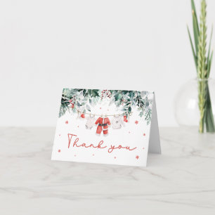 Cartão De Agradecimento Red Snow Winter Christmas Baby CloChá de fraldas