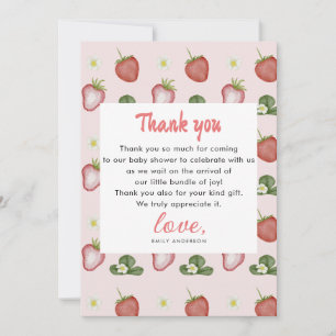Cartão De Agradecimento Red Strawberr Doce primeiro aniversario de Aprecia