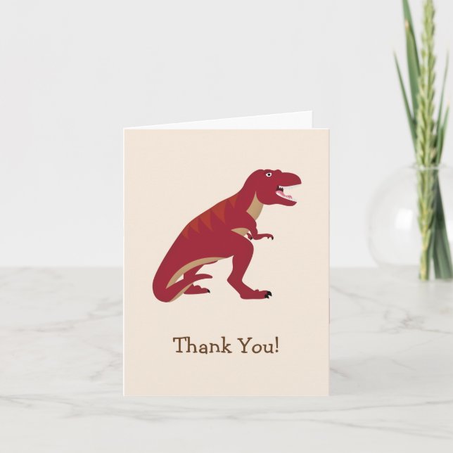 Cartão De Agradecimento Red T-Rex, Dinosaur Kid's Thank You (Frente)