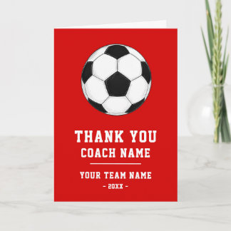 Cartão De Agradecimento Red Thank you Coach Card Team Name Photo