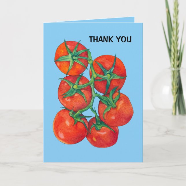 Cartão De Agradecimento Red Tomatoes blue Thank You Card (Frente)