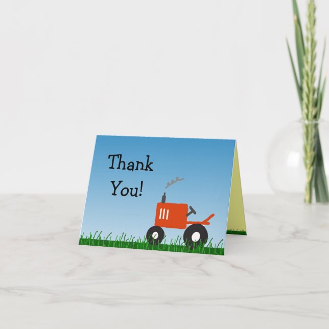Cartão De Agradecimento Red Tractor Party Thank You Note (Frente)