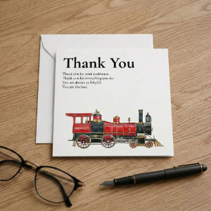 Cartão De Agradecimento Red Train Flat Obrigado Por Tudo