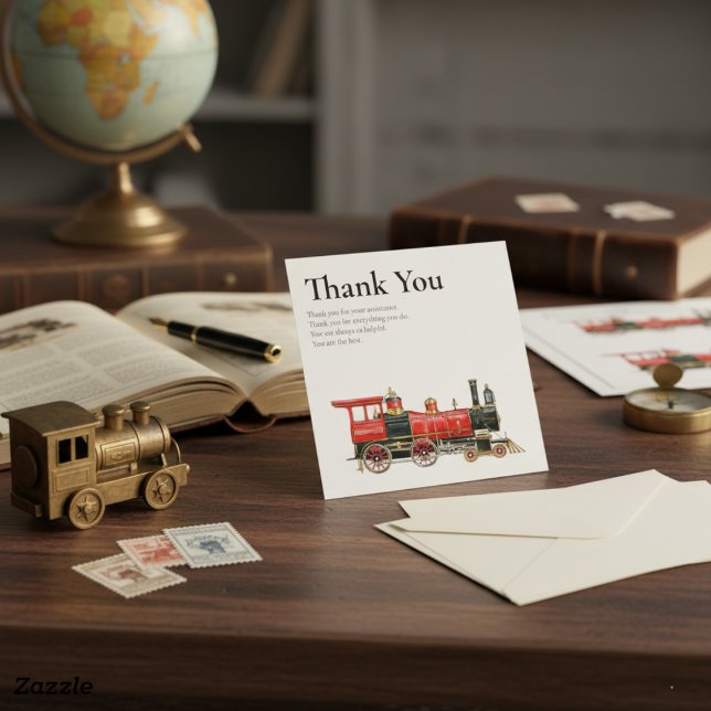 Cartão De Agradecimento Red Train Flat Obrigado Por Tudo (Red Train Flat Thank You For Everything Card)