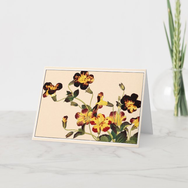 Cartão De Agradecimento Red & Yellow Trumpet Flowers Botanical Art Card (Frente)