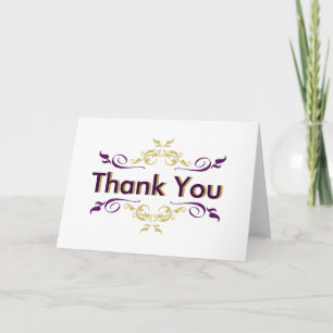 Cartão De Agradecimento Redemoinho Roxo e Dourado Obrigado