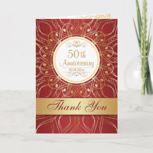 Cartão De Agradecimento Redemoinhos dourados no 50º Aniversário de Casamen