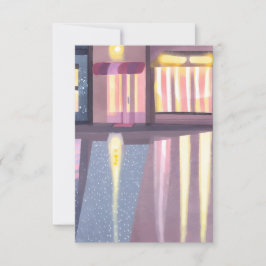 Cartão De Agradecimento Reflexões Chuvosas | Aquarela Contemporânea Lofi
